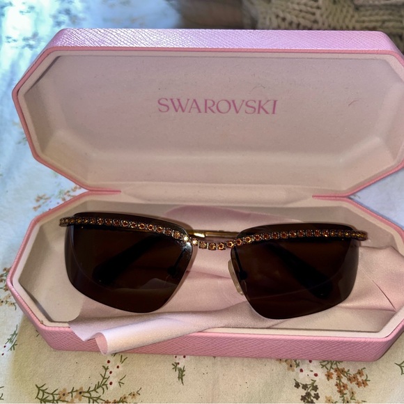 Swarovski Brown Sunglasses with Gold Accents - Picture 1 of 10